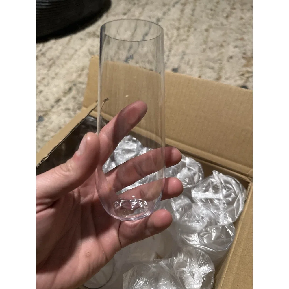 24 Plastic Champagne Flutes Disposable Clear Party Wedding Toast Glasses New